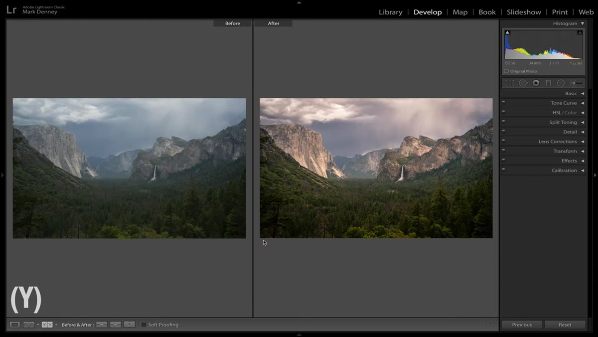 Split view showing before and after images side by side