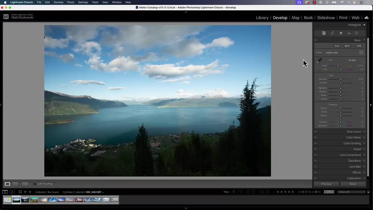 Profile panel open in Lightroom Classic edit mode