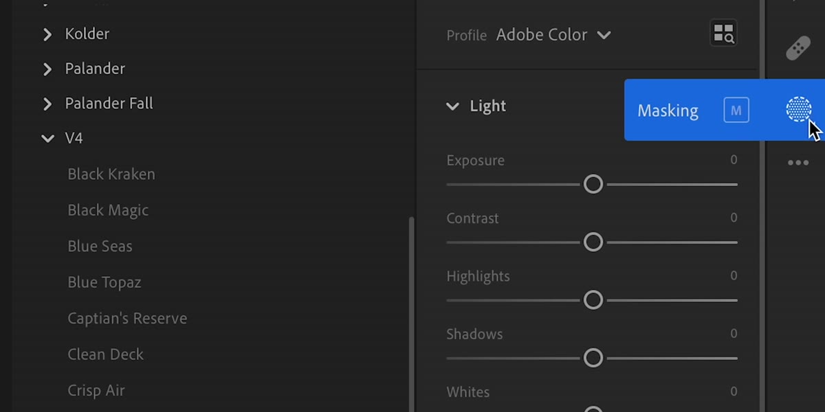 Lightroom mask panel opening with new tool options visible