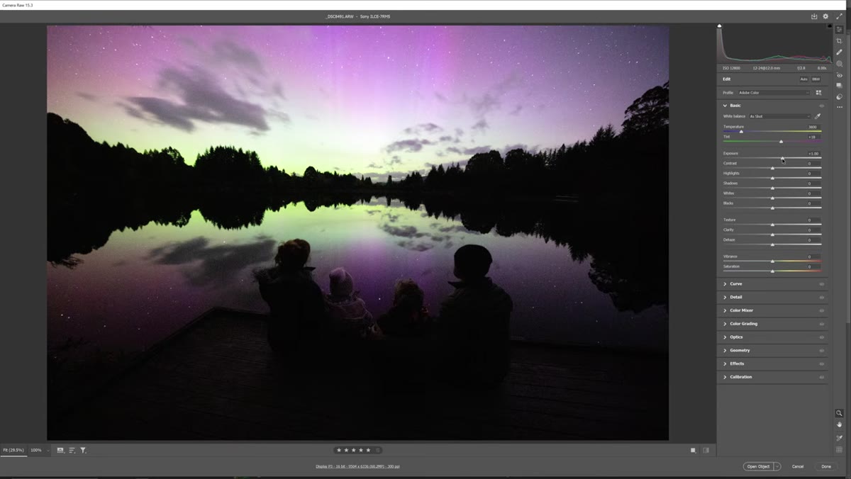 Exposure slider raised approximately one stop in Camera Raw