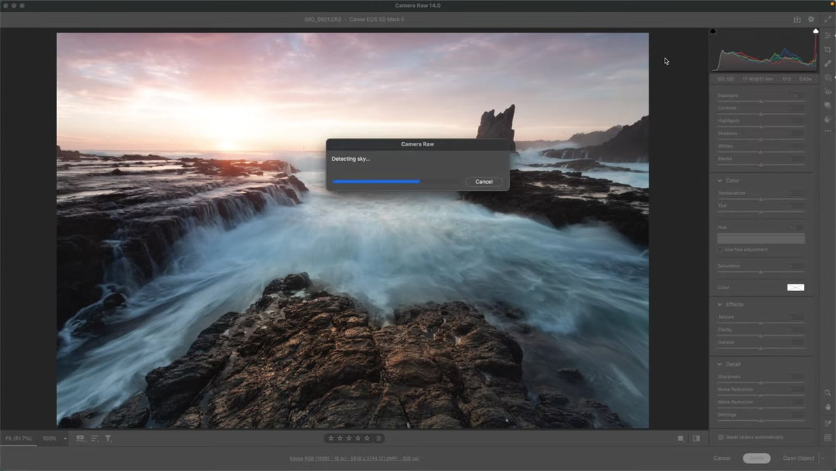 Subject selection option highlighted in the masking panel