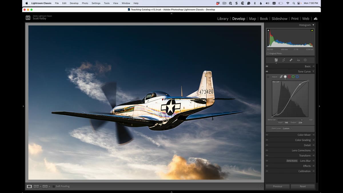 Final curve applied with high-contrast image visible