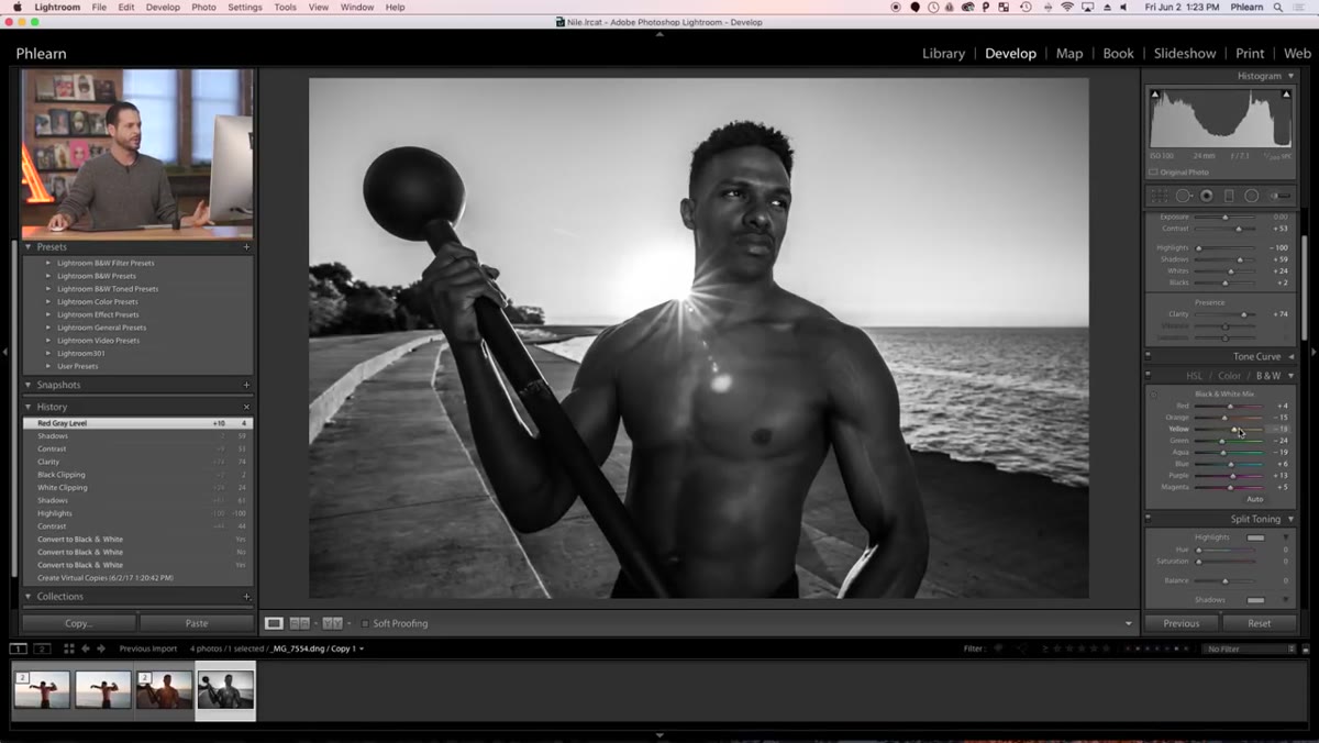 Texture and Clarity sliders being pushed up in the Basic panel