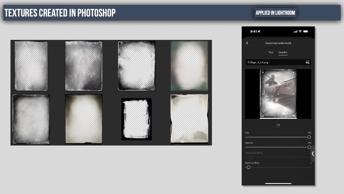 Texture PNG overlaid on a photo during export