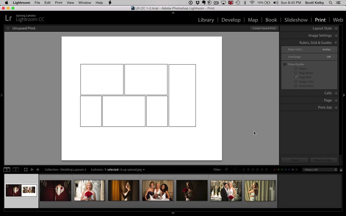 Wedding photos being dragged into the custom layout cells