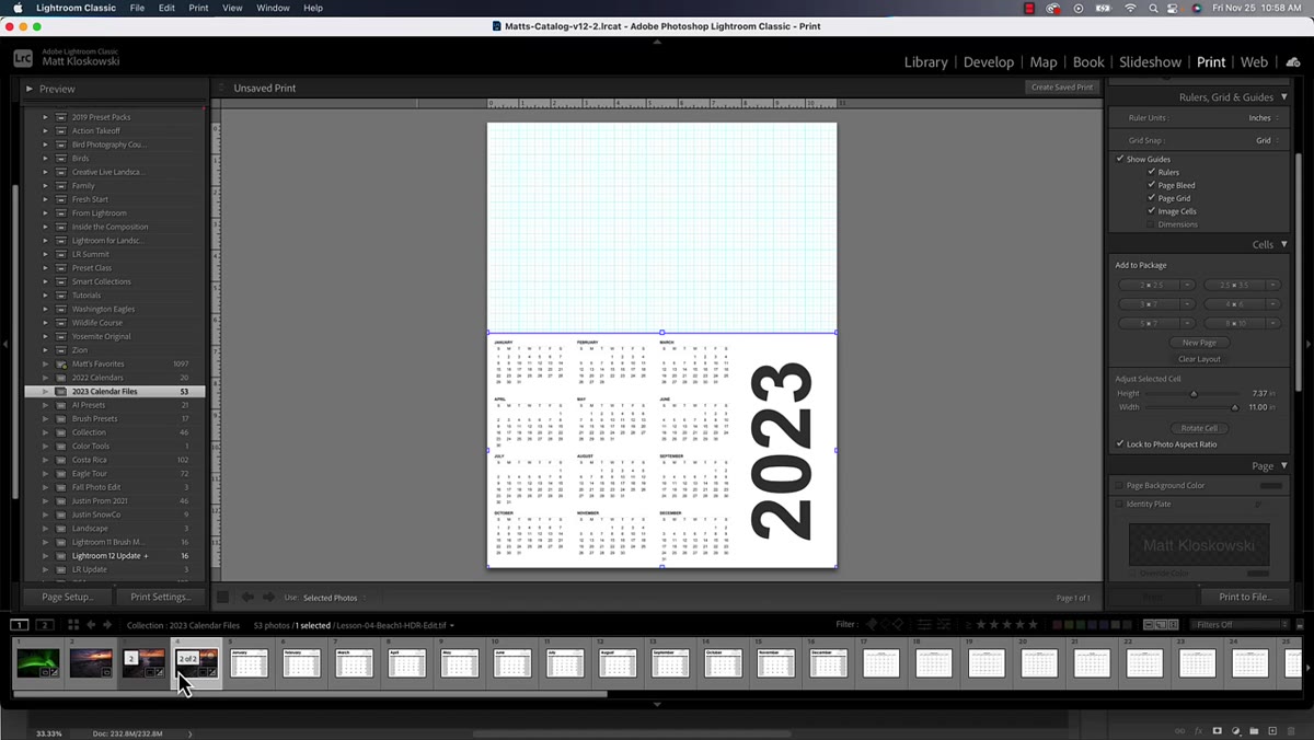 Photo being dragged into remaining canvas space above calendar