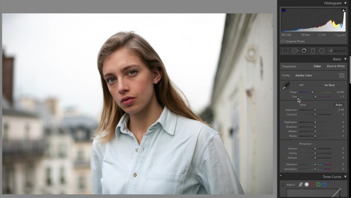 Lightroom temperature and tint sliders left untouched