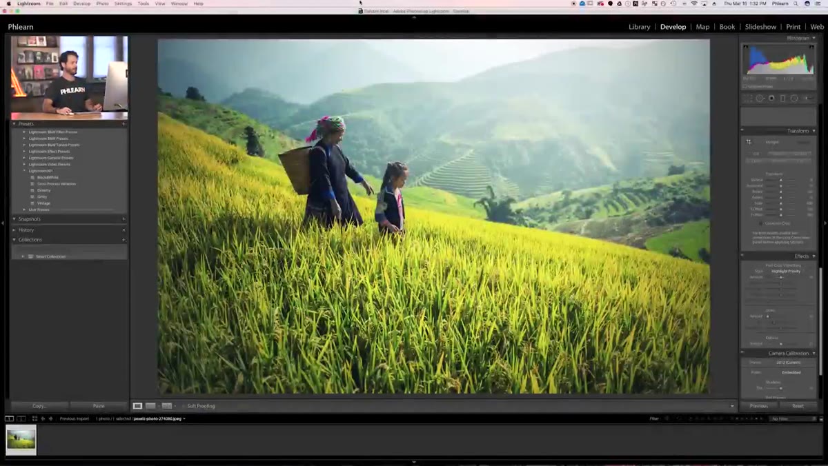 Lightroom Library module with hazy outdoor image selected