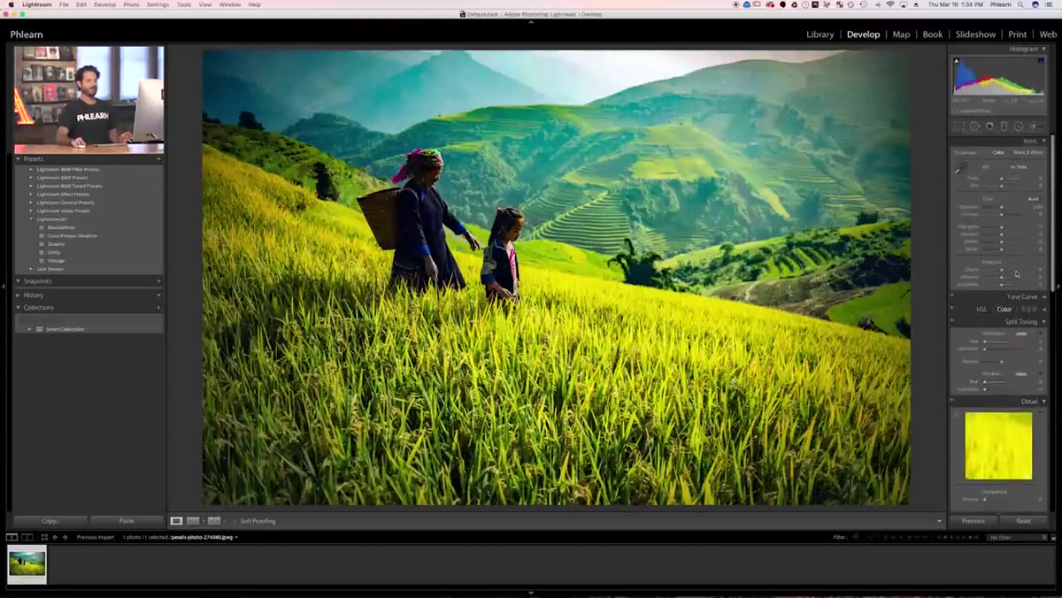 Shadows slider being raised to recover subject brightness