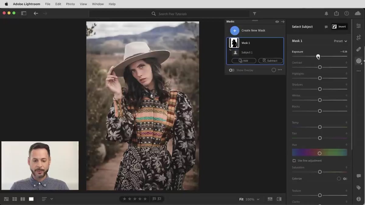 Lightroom sliders being adjusted while subject remains unaffected