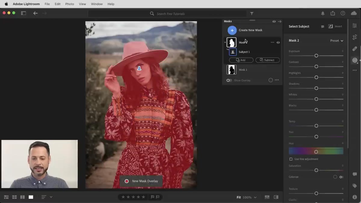 New mask created targeting only the portrait subject