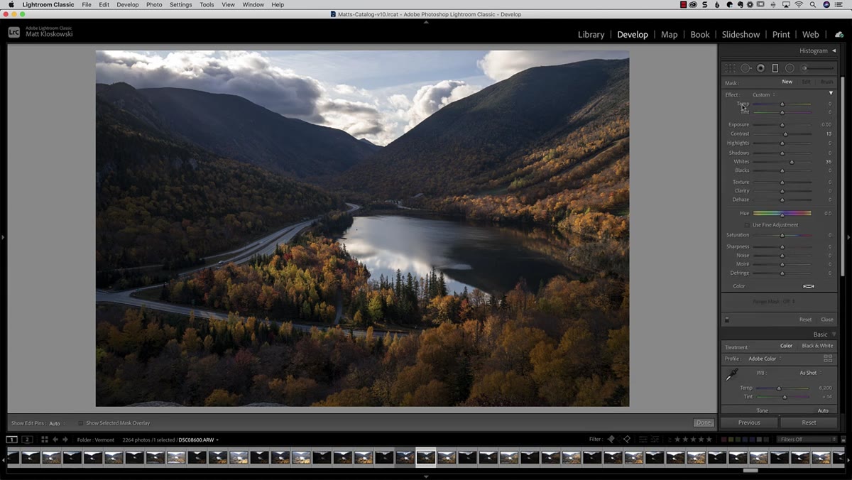 Graduated filter dragged down from top of frame