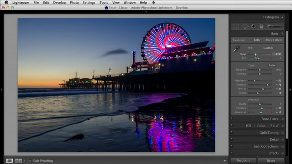 Temperature slider being moved left, cooling entire image