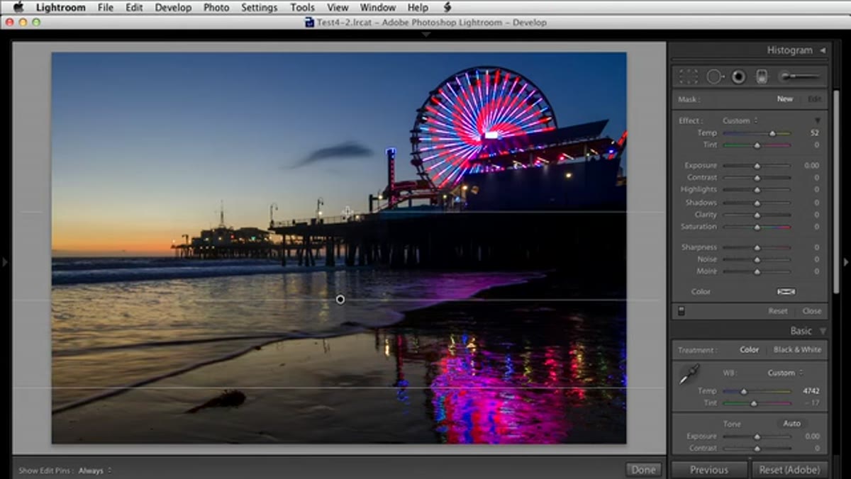 Graduated Filter being dragged upward from lower portion of image into sky
