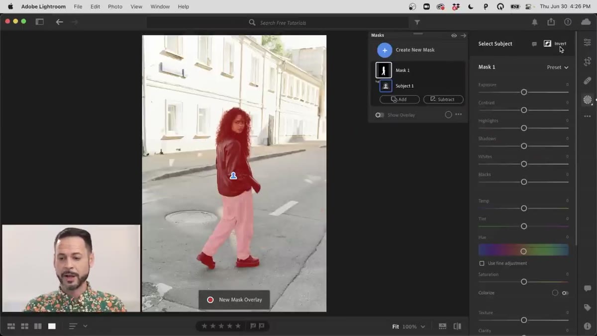 Clicking the Invert button to switch selection to background