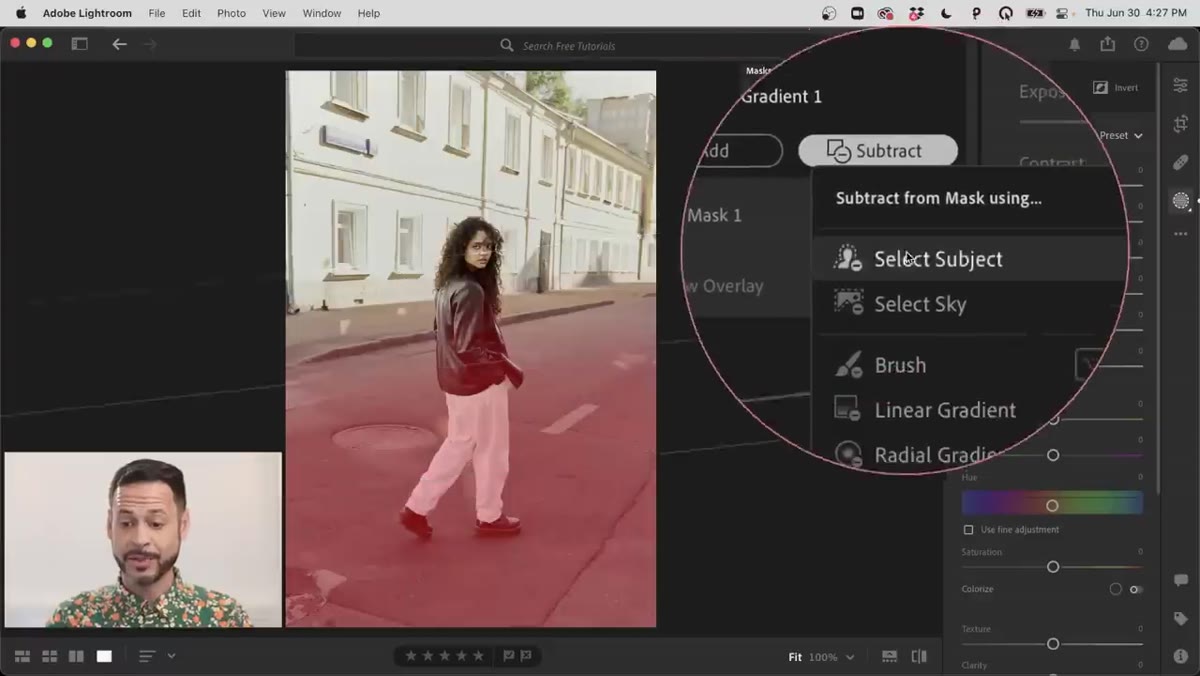 Using Subtract > Select Subject to remove person from gradient mask
