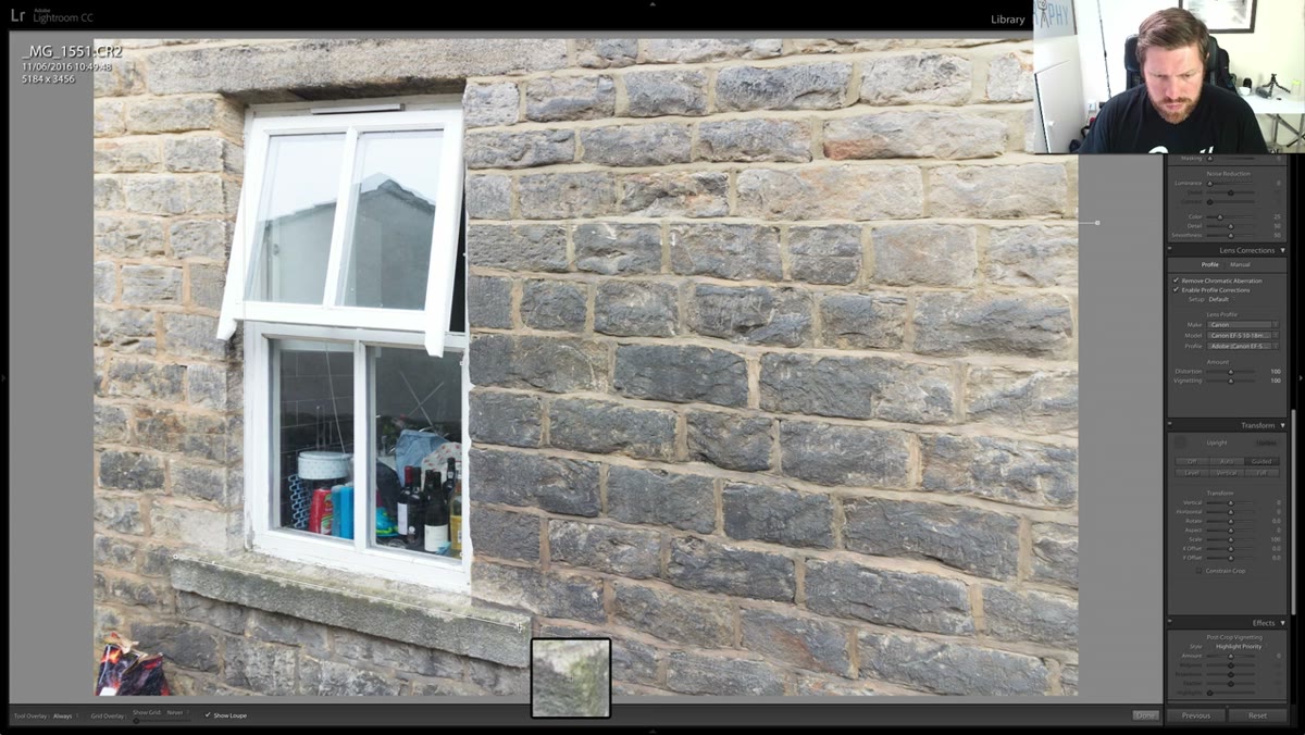 Before and after comparison showing dramatic perspective correction