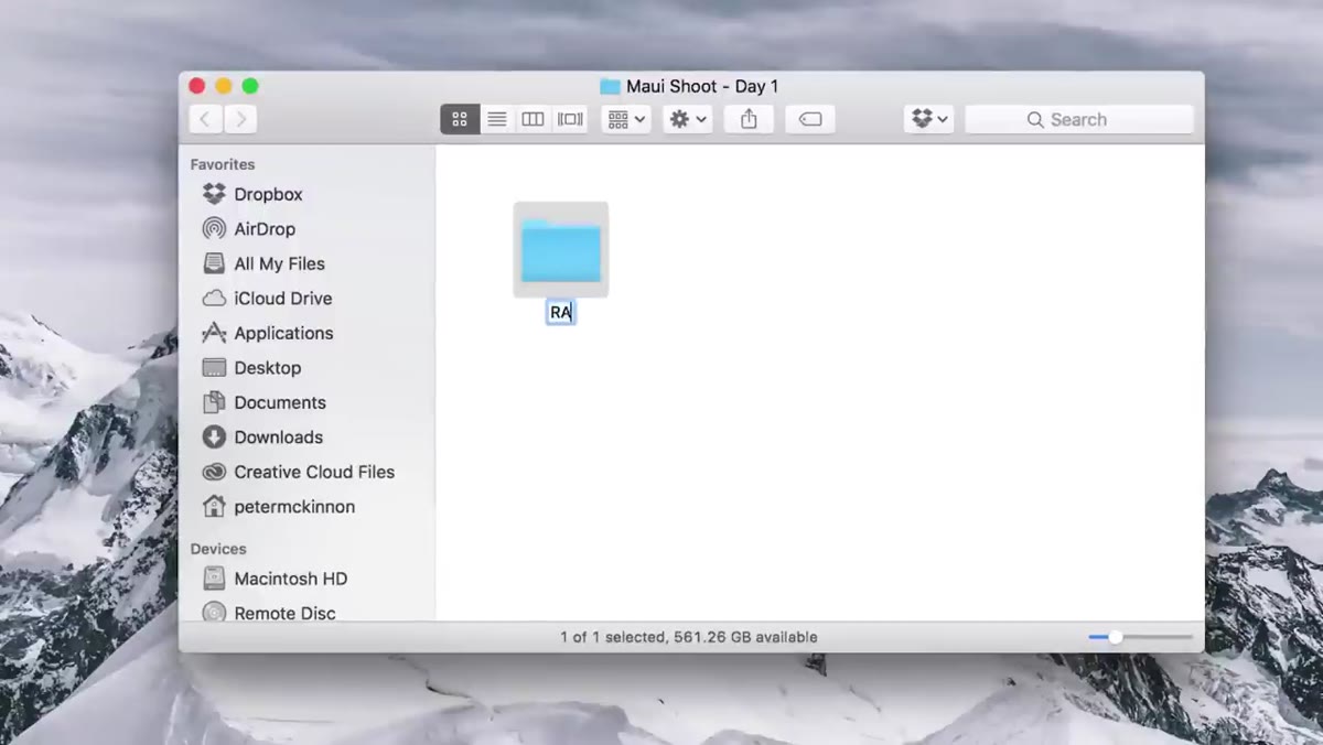 Folder structure shown for RAW and full-size exports