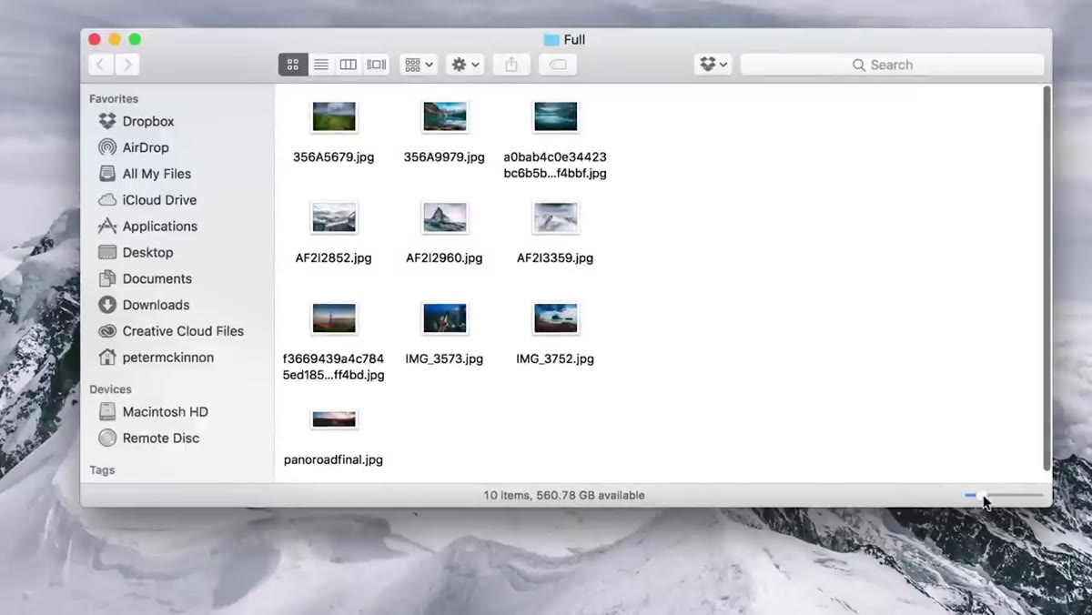 Grid view with large thumbnails in Lightroom library