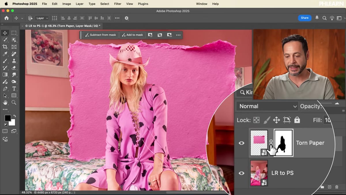 Chain link icon between layer and mask in Layers panel