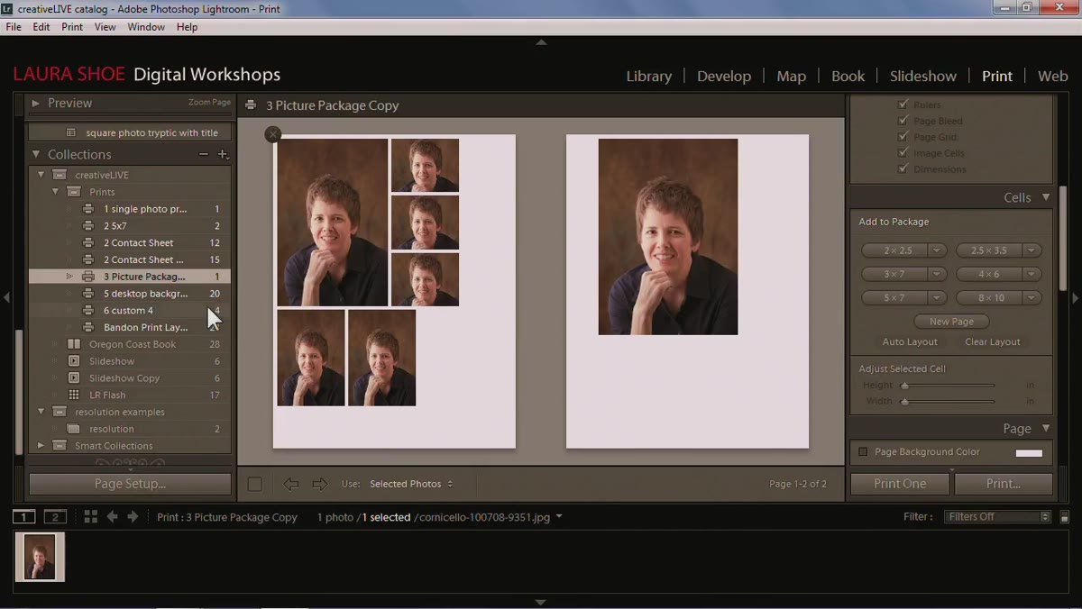 Picture package layout showing multiple sizes of the same image