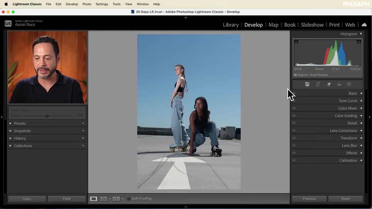 Auto settings applied in the Basic panel