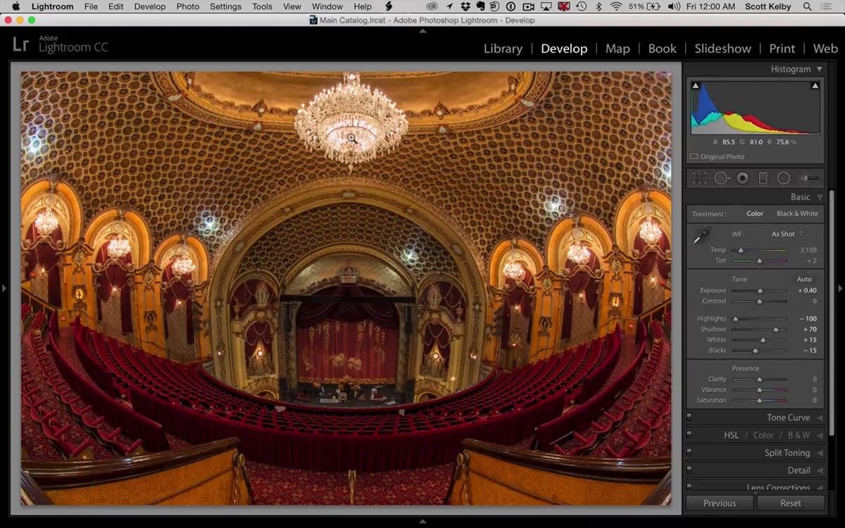 Final HDR image showing chandelier detail and open shadows