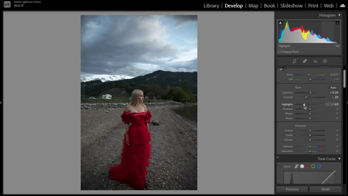 Highlights slider pulled down to recover sky detail