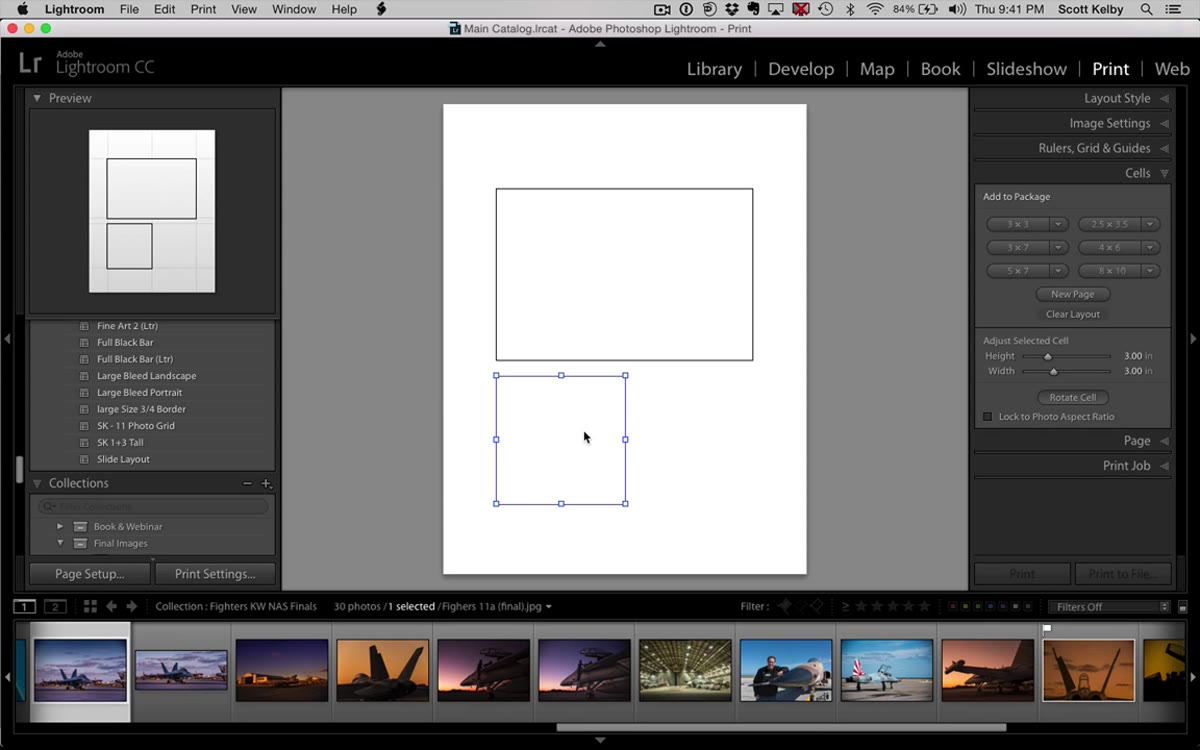 Three smaller square cells being positioned below the hero image