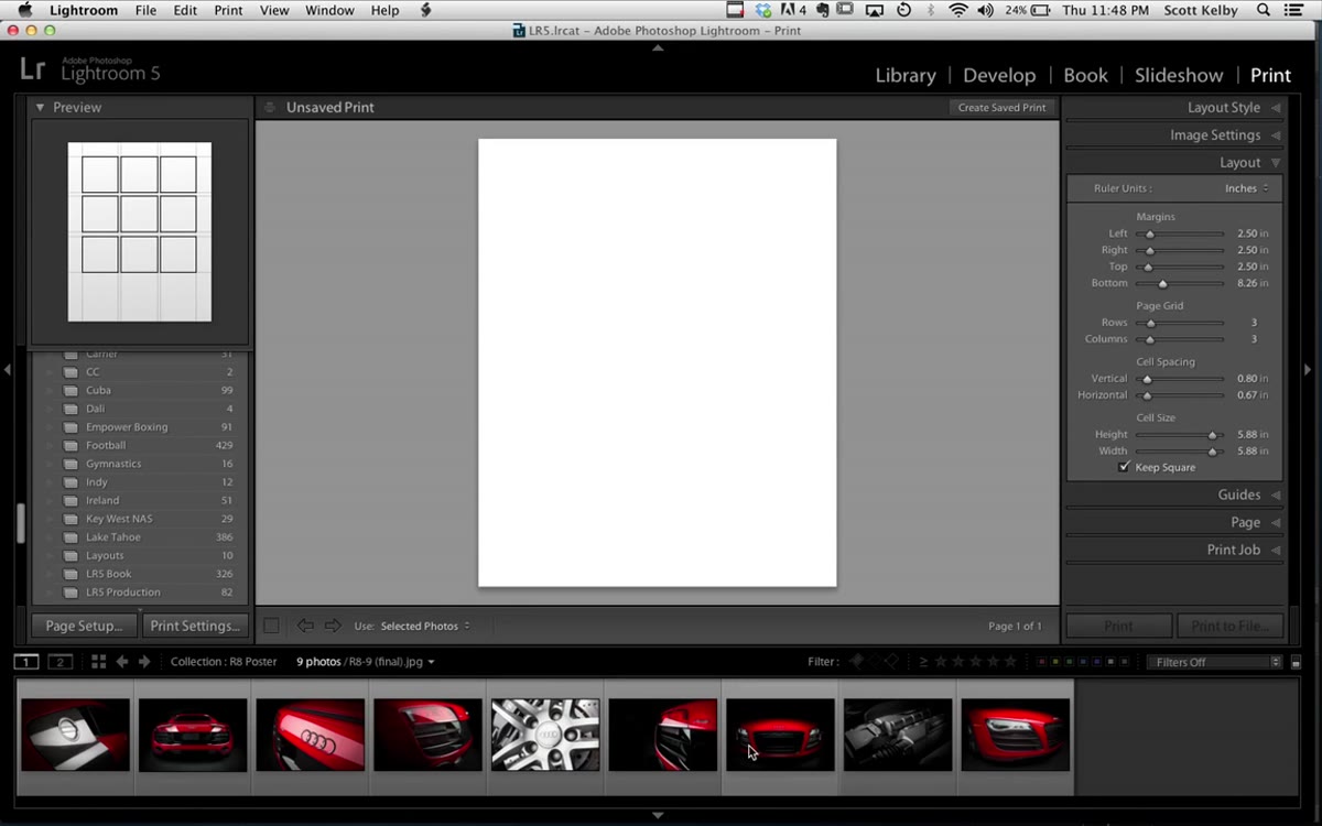Dragging an image thumbnail to a different grid position in Print layout