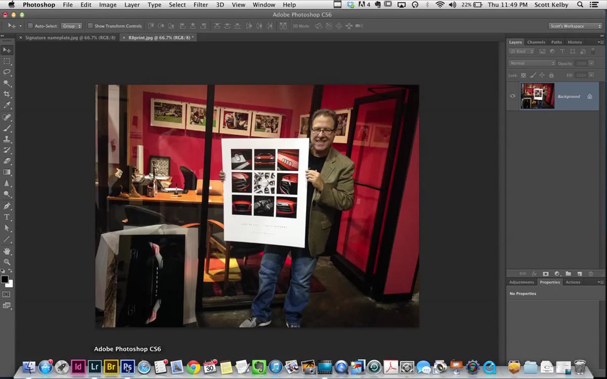 Photoshop open with poster file and Type tool active on text layer