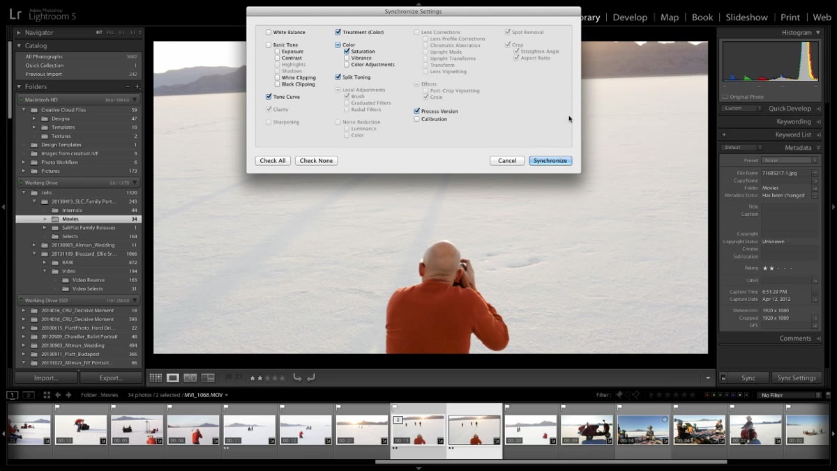 Sync Settings dialog open showing available video sync options