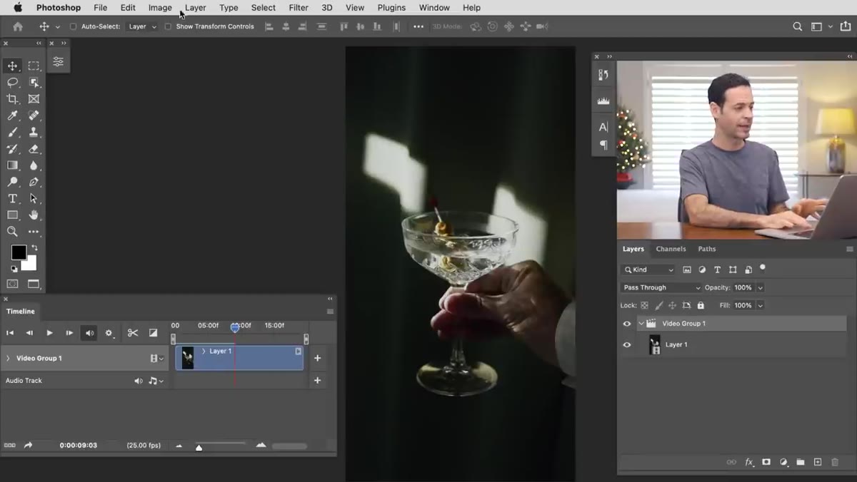 Adding a Color Balance adjustment layer above the video group