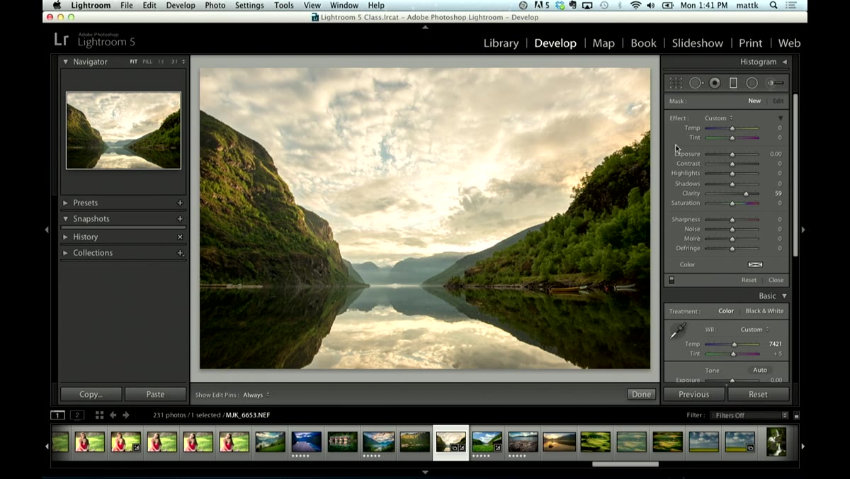 Graduated Filter being dragged downward from top of image