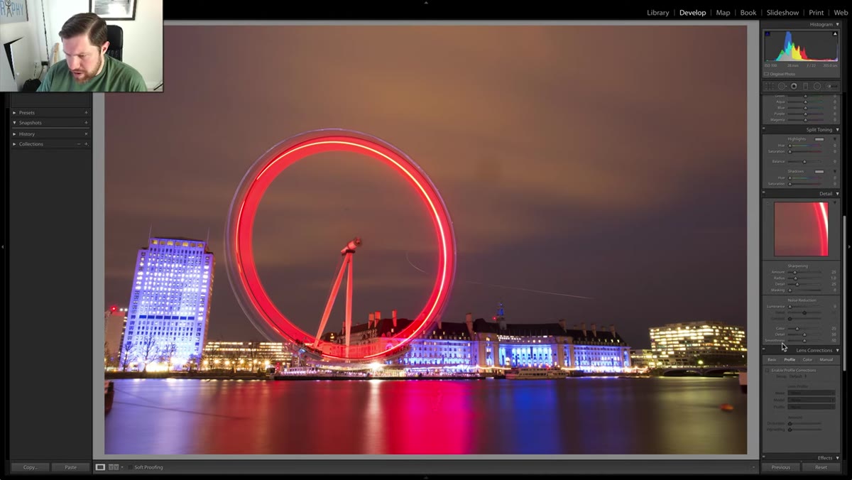 Lens Corrections panel with Enable Profile Corrections checked