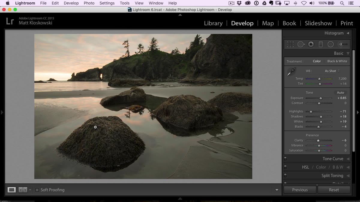 Clarity slider being raised in Basic panel