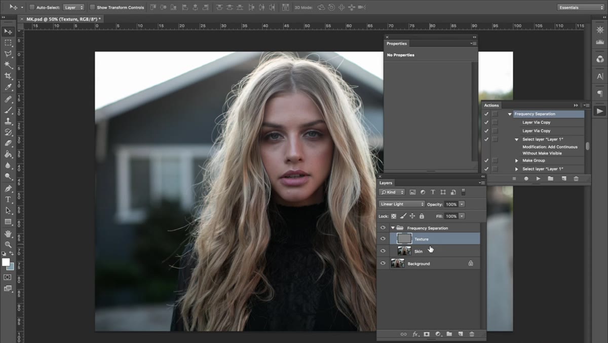 Texture layer toggled back on over corrected low-frequency layer
