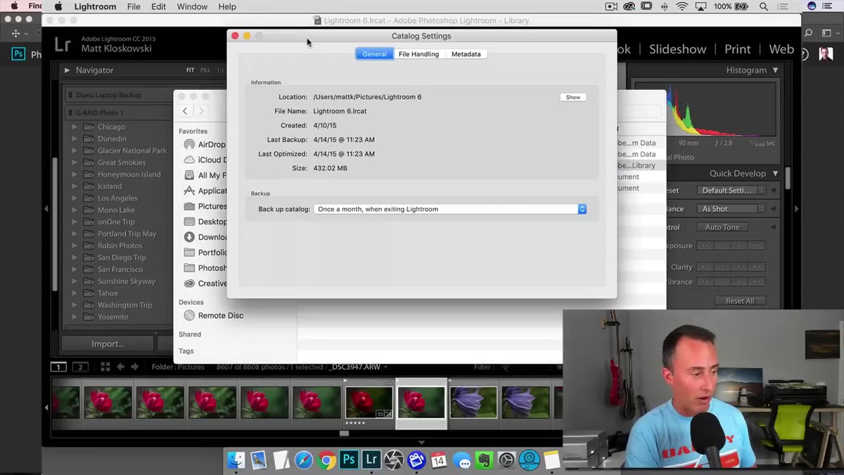 Lightroom closed with temporary lock files removed from catalog folder
