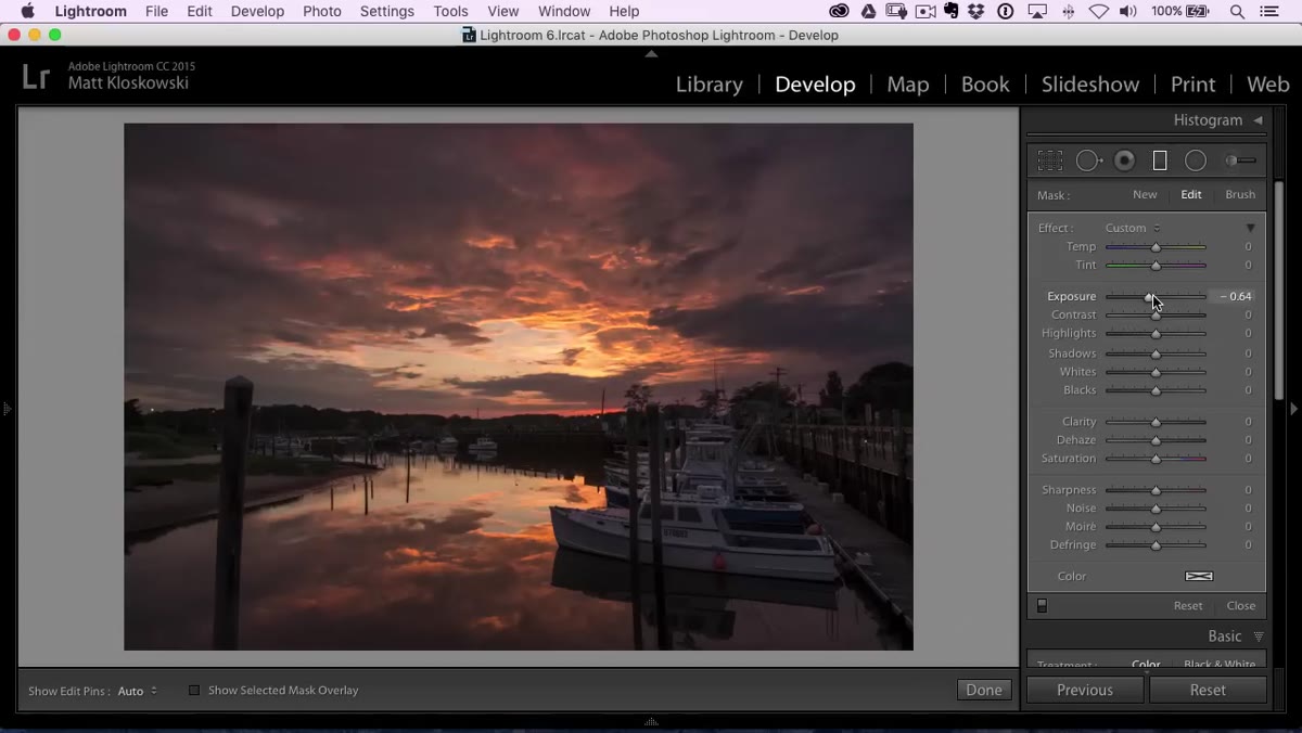 Graduated filter settings adjusted, cloud detail visible in sky