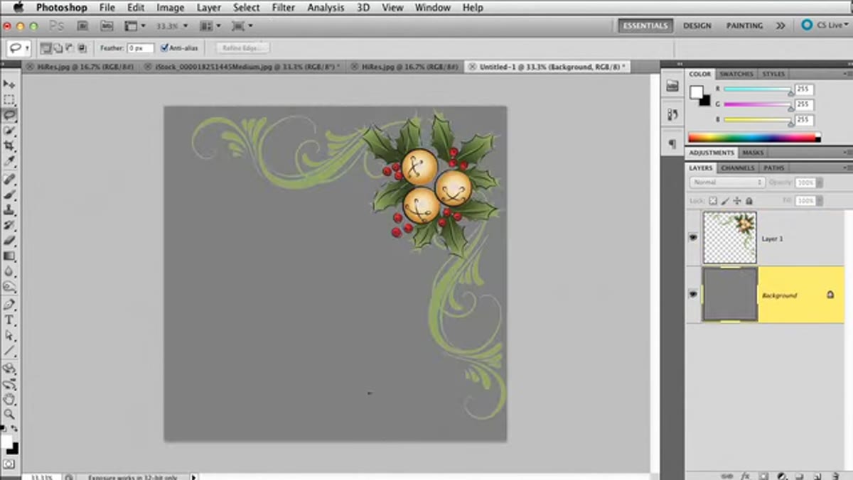 Gray fill layer revealing white edge artifacts around graphic