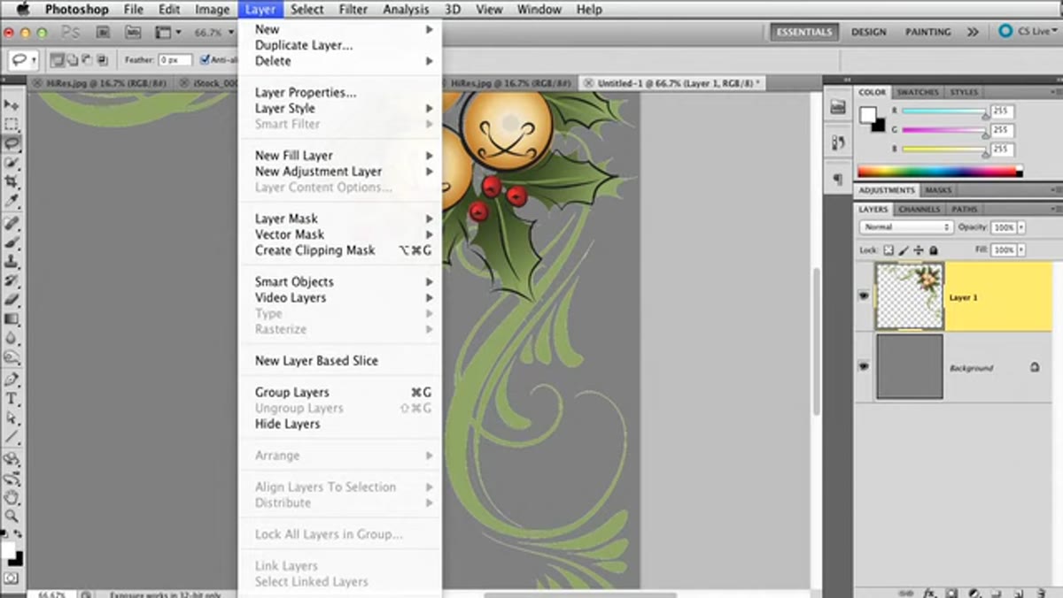 Before and after comparison showing defringe result on ornament edge