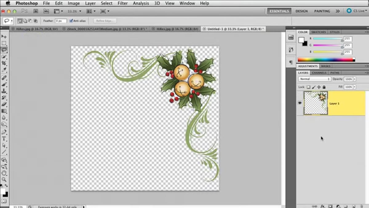 Layers panel showing graphic layer only with transparency checkerboard