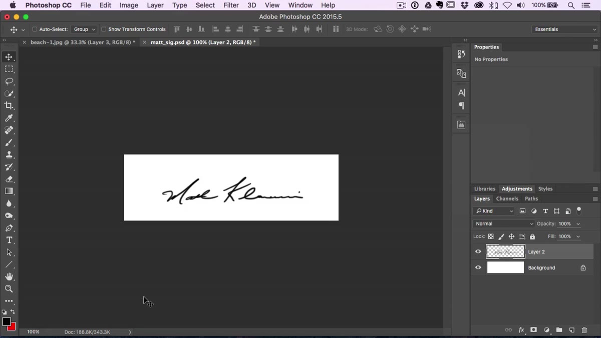 Photoshop canvas open with blank document and layer panel