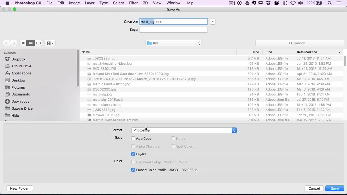 Save As dialog with PNG format selected in dropdown menu