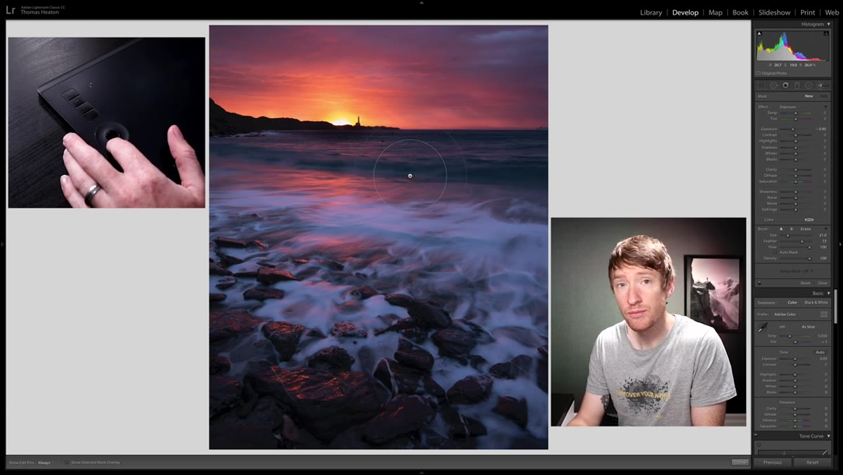Finger spinning the touch wheel to resize brush