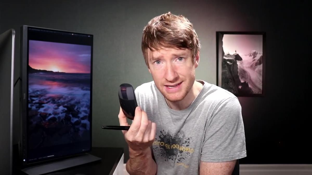 Heaton setting the mouse aside in favor of the tablet