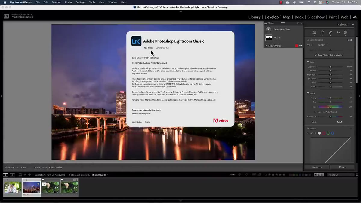 About Lightroom screen showing version 12.3