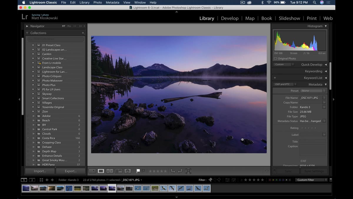 Grid view showing photos scrolling quickly through a large catalog