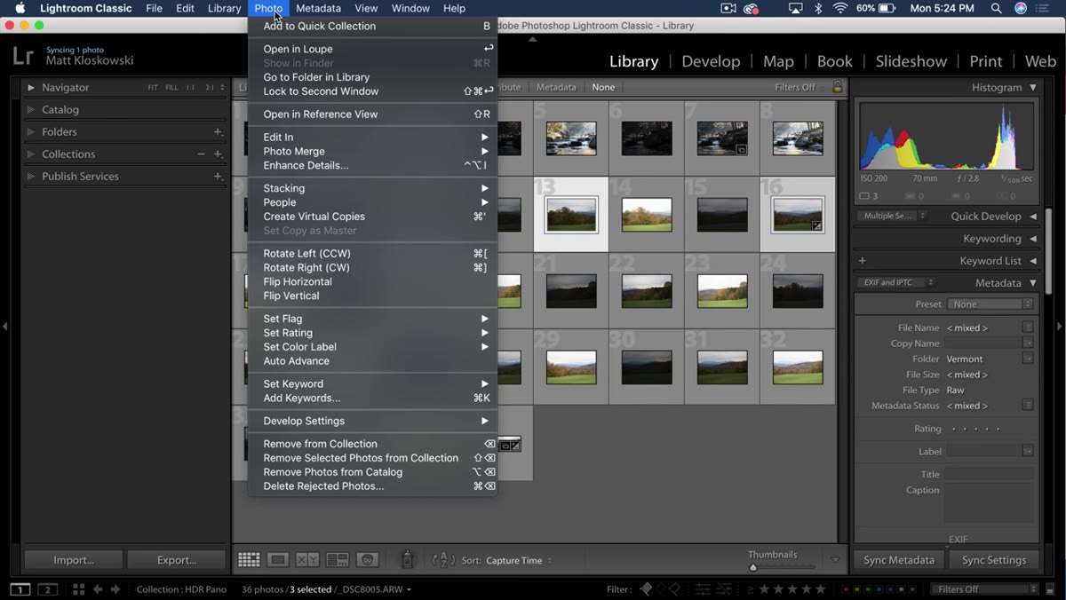 Panorama merge dialog open in Lightroom