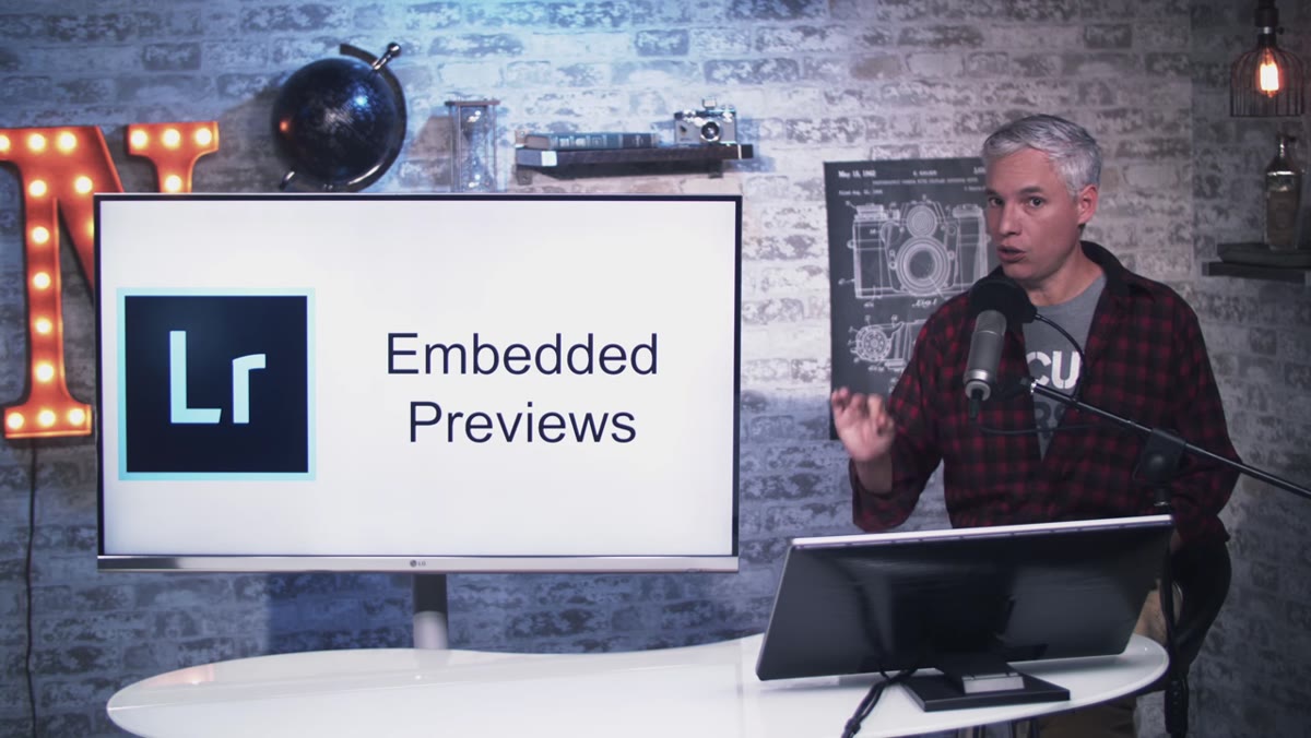 Lightroom Library module showing embedded JPEG preview option during import